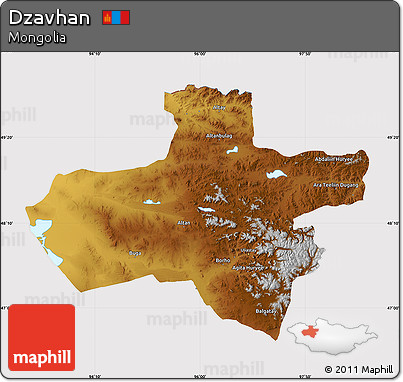 Physical Map of Dzavhan, cropped outside