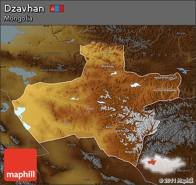 Physical Map of Dzavhan, darken