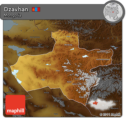 Physical Map of Dzavhan, darken