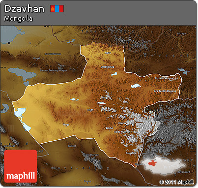 Physical Map of Dzavhan, darken