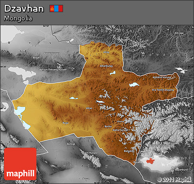 Physical Map of Dzavhan, desaturated