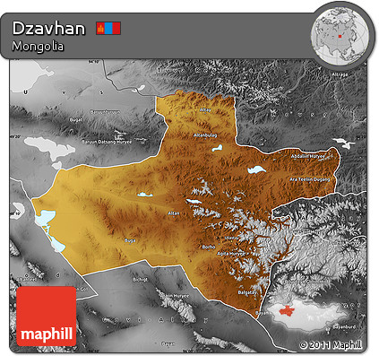 Physical Map of Dzavhan, desaturated