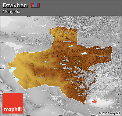Physical Map of Dzavhan, lighten, desaturated