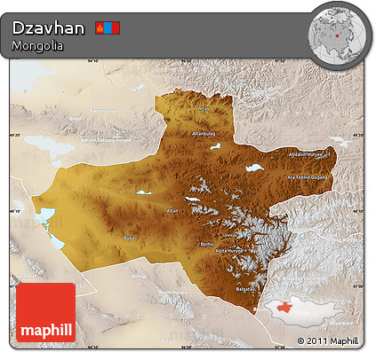 Physical Map of Dzavhan, lighten