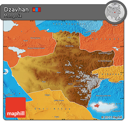 Physical Map of Dzavhan, political outside