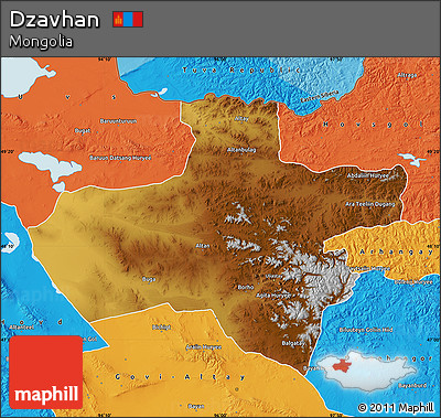 Physical Map of Dzavhan, political outside