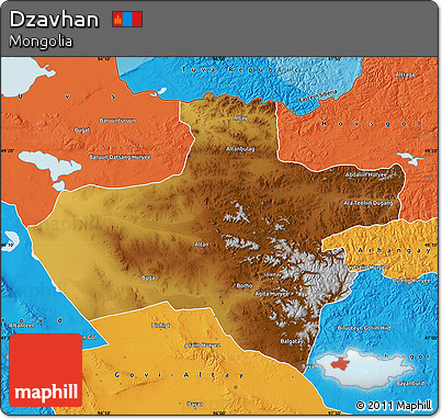 Physical Map of Dzavhan, political outside
