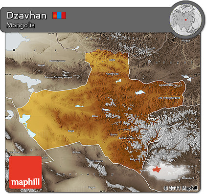 Physical Map of Dzavhan, semi-desaturated