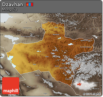 Physical Map of Dzavhan, semi-desaturated