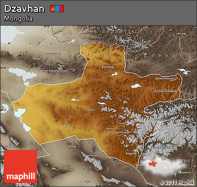 Physical Map of Dzavhan, semi-desaturated