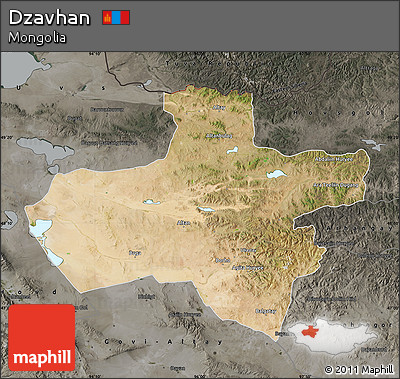 Satellite Map of Dzavhan, darken, semi-desaturated