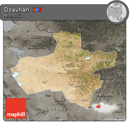 Satellite Map of Dzavhan, darken, semi-desaturated