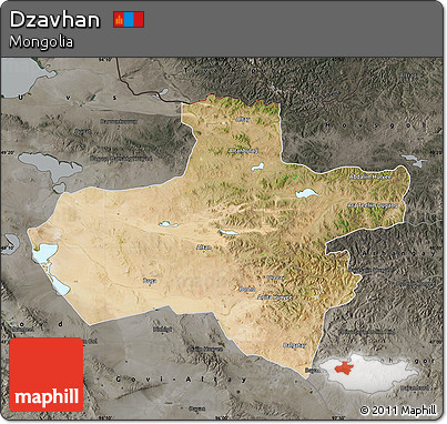 Satellite Map of Dzavhan, darken, semi-desaturated