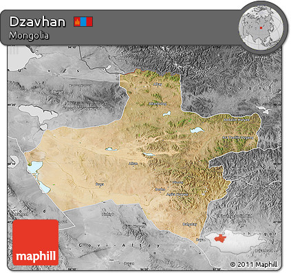 Satellite Map of Dzavhan, desaturated