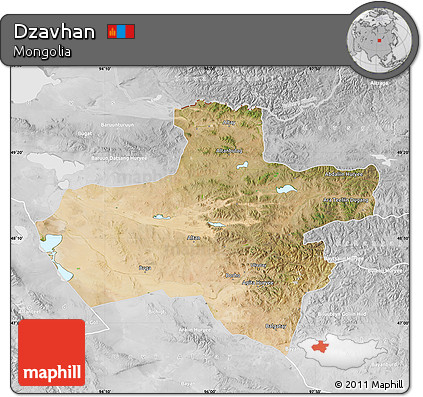 Satellite Map of Dzavhan, lighten, desaturated