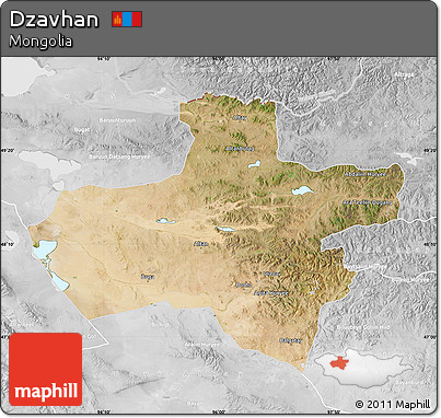 Satellite Map of Dzavhan, lighten, desaturated