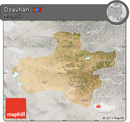 Satellite Map of Dzavhan, lighten, semi-desaturated