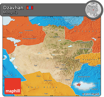 Satellite Map of Dzavhan, political outside