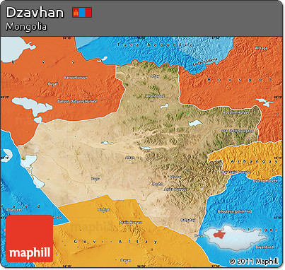 Satellite Map of Dzavhan, political outside