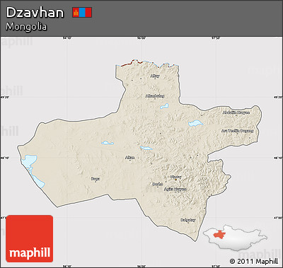 Shaded Relief Map of Dzavhan, cropped outside
