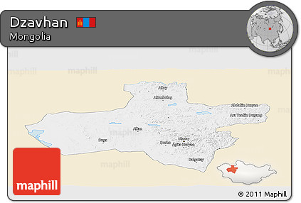 Classic Style Panoramic Map of Dzavhan, single color outside