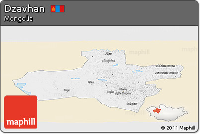 Classic Style Panoramic Map of Dzavhan, single color outside