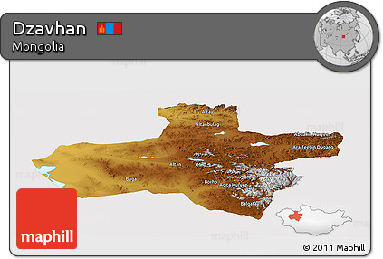Physical Panoramic Map of Dzavhan, cropped outside