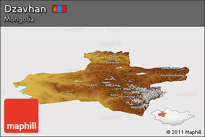 Physical Panoramic Map of Dzavhan, cropped outside