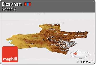 Physical Panoramic Map of Dzavhan, cropped outside