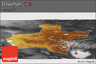 Physical Panoramic Map of Dzavhan, darken, desaturated