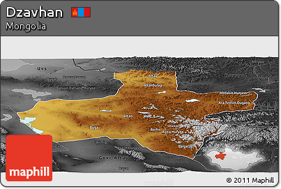Physical Panoramic Map of Dzavhan, darken, desaturated