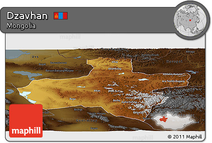 Physical Panoramic Map of Dzavhan, darken