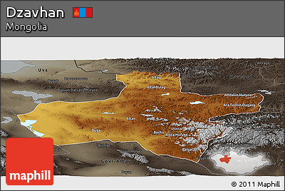 Physical Panoramic Map of Dzavhan, darken, semi-desaturated