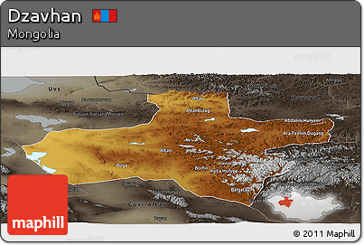 Physical Panoramic Map of Dzavhan, darken, semi-desaturated