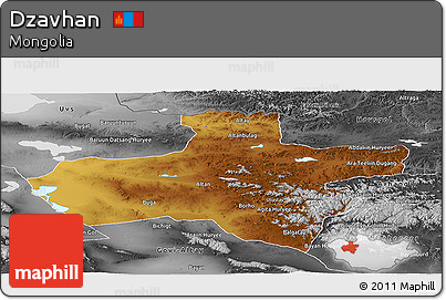 Physical Panoramic Map of Dzavhan, desaturated