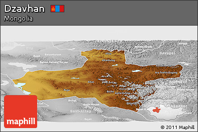 Physical Panoramic Map of Dzavhan, lighten, desaturated