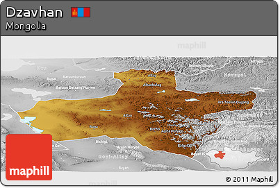 Physical Panoramic Map of Dzavhan, lighten, desaturated
