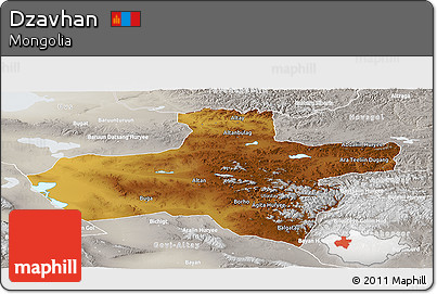 Physical Panoramic Map of Dzavhan, lighten, semi-desaturated