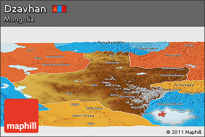 Physical Panoramic Map of Dzavhan, political outside