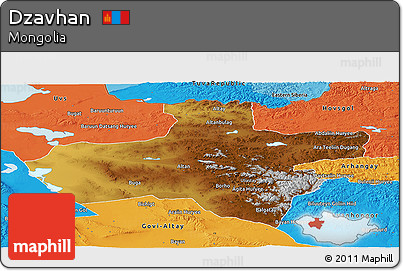 Physical Panoramic Map of Dzavhan, political outside