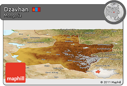 Physical Panoramic Map of Dzavhan, satellite outside
