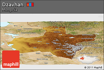 Physical Panoramic Map of Dzavhan, satellite outside