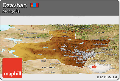 Physical Panoramic Map of Dzavhan, satellite outside