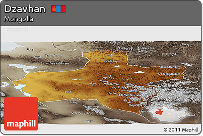 Physical Panoramic Map of Dzavhan, semi-desaturated