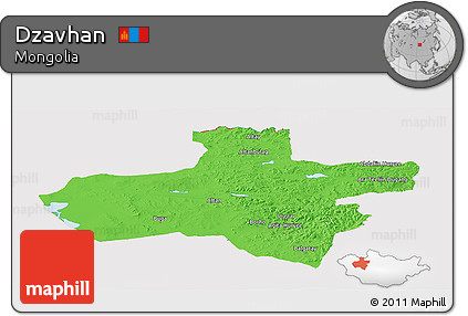 Political Panoramic Map of Dzavhan, cropped outside