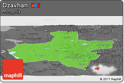 Political Panoramic Map of Dzavhan, darken, desaturated