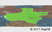 Political Panoramic Map of Dzavhan, darken, semi-desaturated