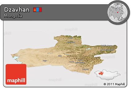 Satellite Panoramic Map of Dzavhan, cropped outside