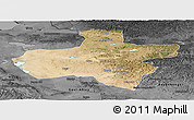 Satellite Panoramic Map of Dzavhan, darken, desaturated