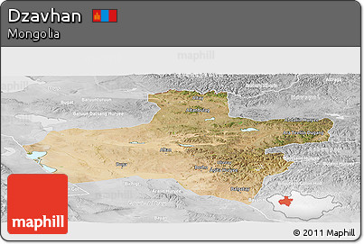Satellite Panoramic Map of Dzavhan, lighten, desaturated